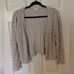 Wilfred Cropped Long Sleeve Lavender Lave Open Knit Cardigan Button Down Medium